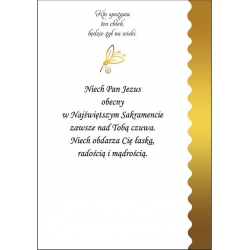 Pierwsza Komunia Święta - życzenia nr 02 (kartka / karnet z białą kopertą), seria: Przyjdź Panie Jezu