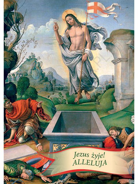 Jezus żyje! Alleluja - życzenia wielkanocne 02 (kartka / karnet z białą  kopertą)