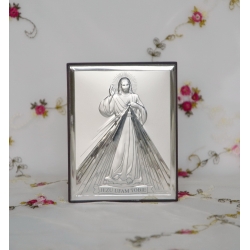 Obrazek srebrny Jezus Miłosierny Rok Miłosierdzia 6cm /9 cm