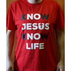 Koszulka T-shirt czerwona KNOW JESUS KNOW LIFE