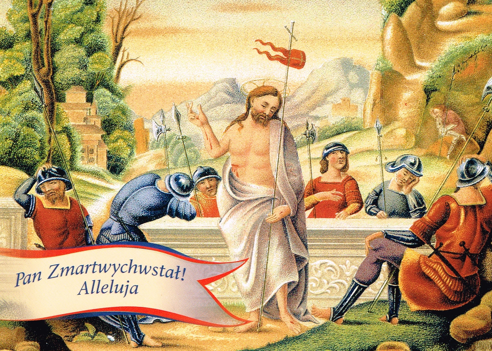 Pan Zmartwychwstał ! Alleluja Kartki Wielkanocne