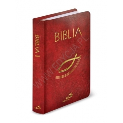 Biblia z kolorową wkładką, oprawa balacron, bordowa (Biblia z rybką)