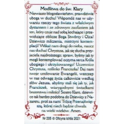 Obrazek plastikowy święta Klara z Asyżu z modlitwą