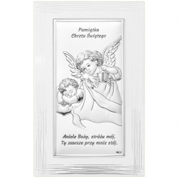 Obrazek srebrny Aniołek Pamiątka Chrztu Świętego DS01F