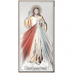 Obrazek srebrny Jezus Miłosierny kolor DS26/2C