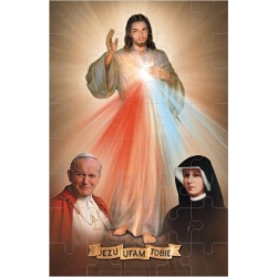 Puzzle Jezus Miłosierny, Jan Paweł II i Siostra Faustyna GAR P-PUZ017