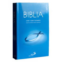 Biblia ( z rybką ) oprawa miękka, niebieska z paginatorami