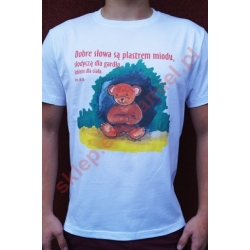 Koszulka T-shirt z nadrukiem Dobre słowa są plastrem miodu słodyczą dla gardła lekiem dla ciała