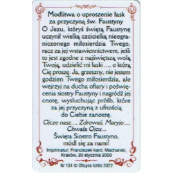 Obrazek plastikowy s Faustyna Kowalska z modlitwą