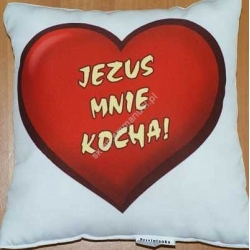Poduszka przytulanka - wzór 25 Serce - Jezus mnie kocha!